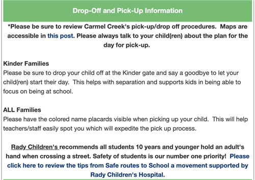 Drop-Off and Pick-Up from Sunday Short